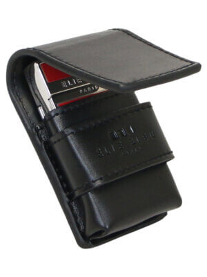J-14 Black Leather Lighter Case