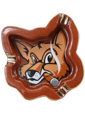 Fox Head Brown Ceramic Ashtray