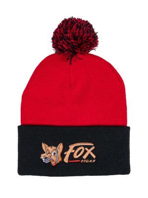 Red & Black Fox Pom Beanie
